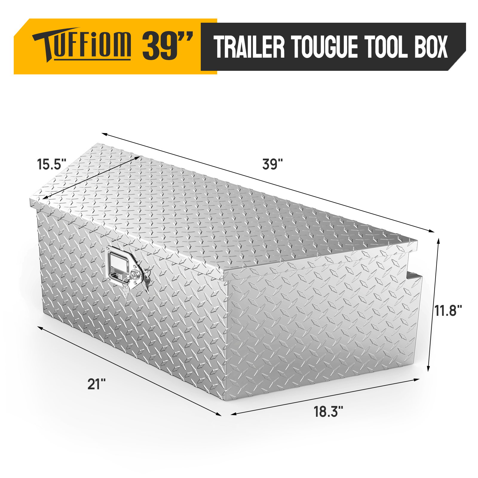‎TUFFIOM Lockable Tool Boxes and Organizers, Aluminum Alloy Silver, 39” x 18.3” x 11.8”