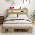 thumbnail image 4 of Queen Size Wood Platform Bed Frame with Storage LED Light & 2 USB,No Box Spring Needed,Dark Gray for Bedroom, 4 of 7