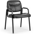 thumbnail image 1 of Sweetcrispy Waiting Room Chairs with Padded Arms, PU Leather Stationary Office Guest Chair for Elderly Home Desk Reception Area Conference Room Side Lobby, Black, 1 of 8