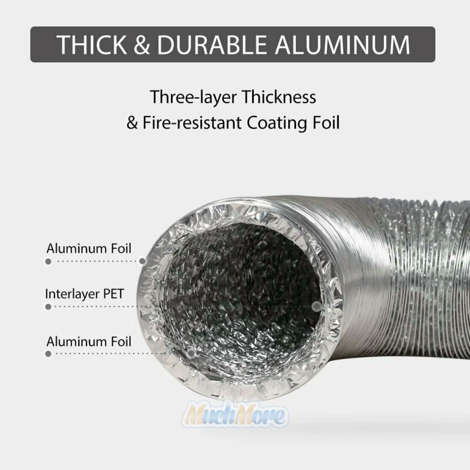 3 Layer Flexible 4 Inch 8 Feet Aluminum Ducting Dryer Vent Hose For Hvac Exhaust
