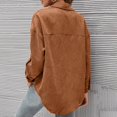 thumbnail image 6 of Baqcunre Long Sleeve Shirts For Women Woman Over Size Solid Color Turn Down Collar Fashion Loose Leisure Corduroy Lohas Time Coat Shirt Womens Shirts Workout Tops For Women Khaki S, 6 of 8