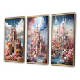 thumbnail image 3 of Designart "Castles curious Wonder Pastel IV" Cityscapes Framed Wall Art Set Of 3 - Multi-Color Castles Frame Canvas Set For Living Room Decor, 3 of 6