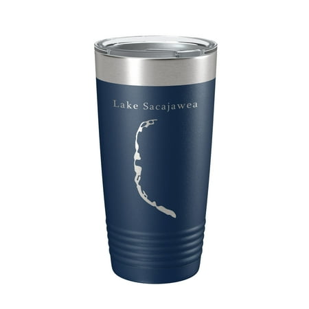 

Lake Sacajawea Map Tumbler Travel Mug Insulated Laser Engraved Coffee Cup Washington 20 oz Navy Blue
