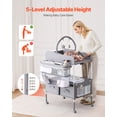 thumbnail image 2 of Cambiador de bebe VEVOR, plegable, con 2 cajones de tela, cesta lateral y barra para colgar, altura ajustable, ruedas bloqueables y 2 juguetes en forma de estrella, gris claro, 2 of 9