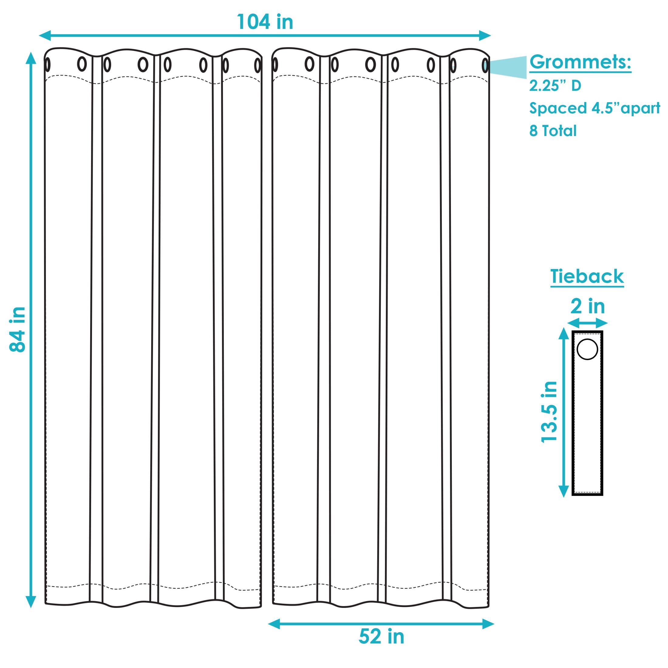 Sunnydaze Modern 2-Piece Gray Solid Blackout Indoor or Outdoor Curtain Set