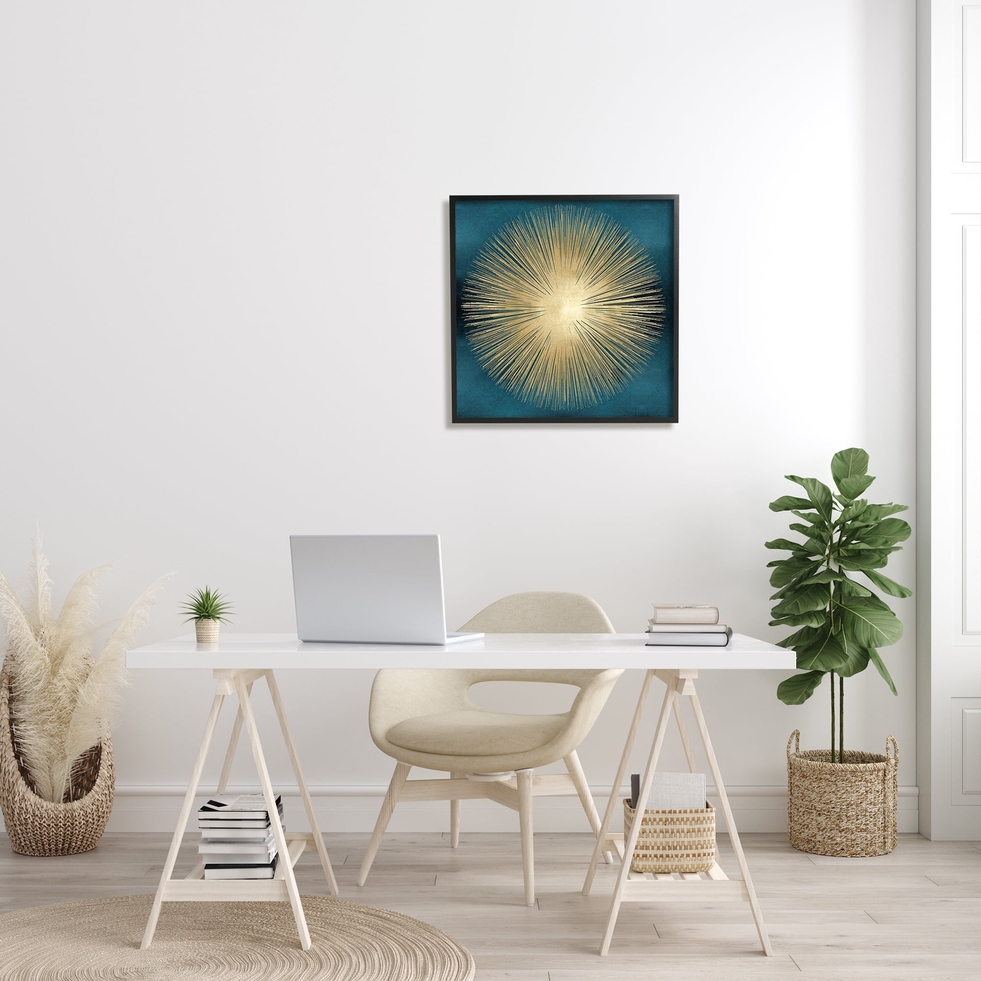 Stupell Industries Abstract Deco Sunburst Shape Over Dark Blue, 24 x 24, Designed by Abby Young