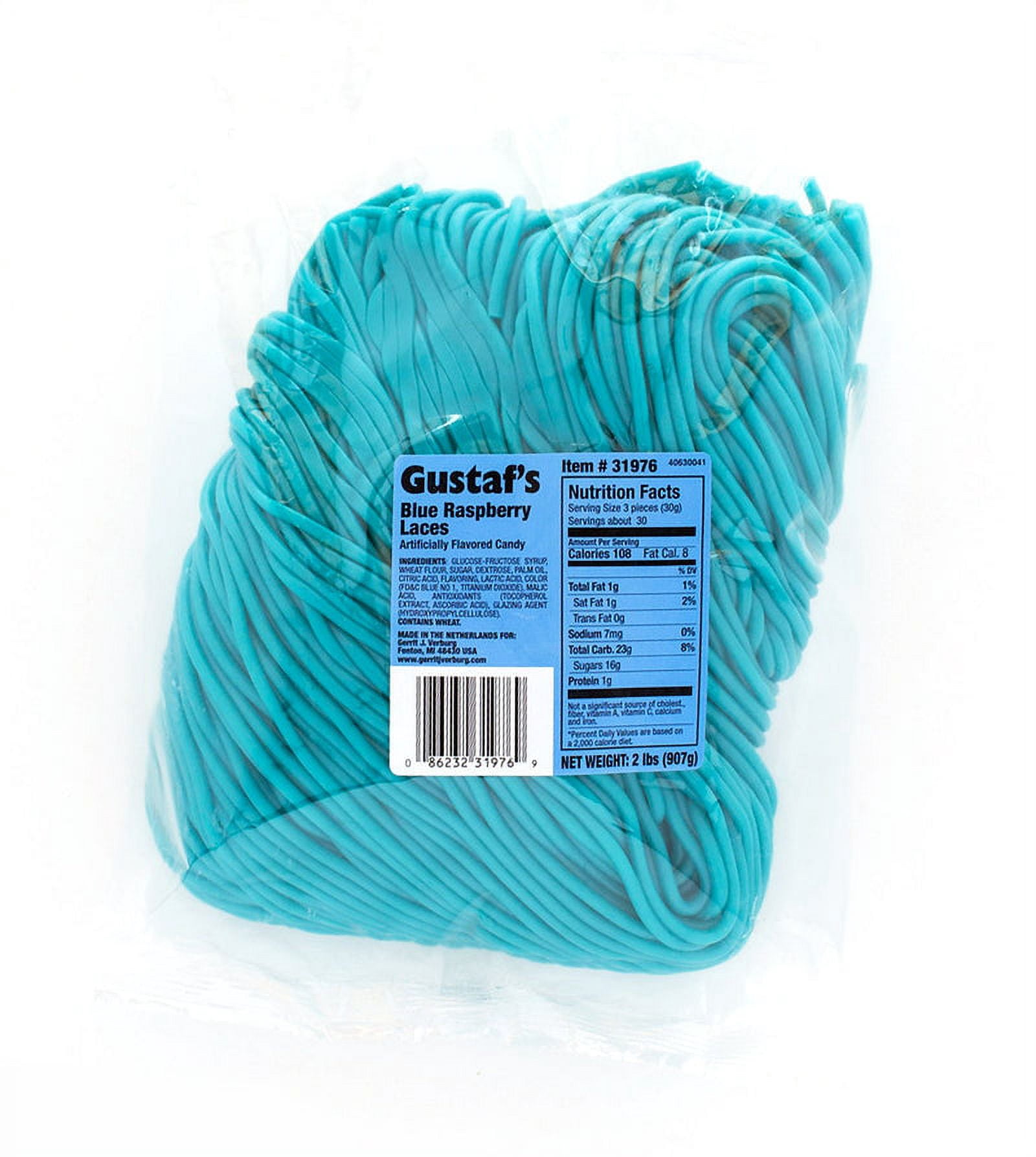 Gustaf's Blue Raspberry Licorice Laces - 2 LB Bag