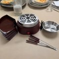 thumbnail image 4 of Indulgent 5 In 1 Fondue Set With Roaster Hot Pot And Platter In Rich Brown For Cozy Nights And Festive Gatherings, 4 of 5