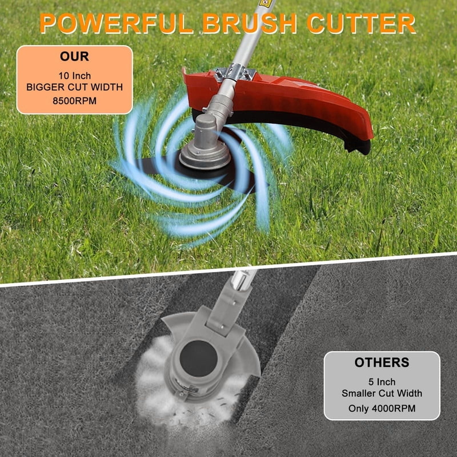 YNCE Gas Weed Wacker Cordless, 2 in 1 String Trimmer, 52cc 2 Cycle Weed Eater with Anti-Slip Handle Brush Cutter Garden Tools Edger Lawn Tool