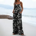 thumbnail image 2 of Joau Summer Jumpsuits for Women Casual Spaghetti Strap Sleeveless Wide Leg Long Pant Rompers Vintage Print Boho Overalls Beach Vacation Outfits with Pockets S-3XL, 2 of 6