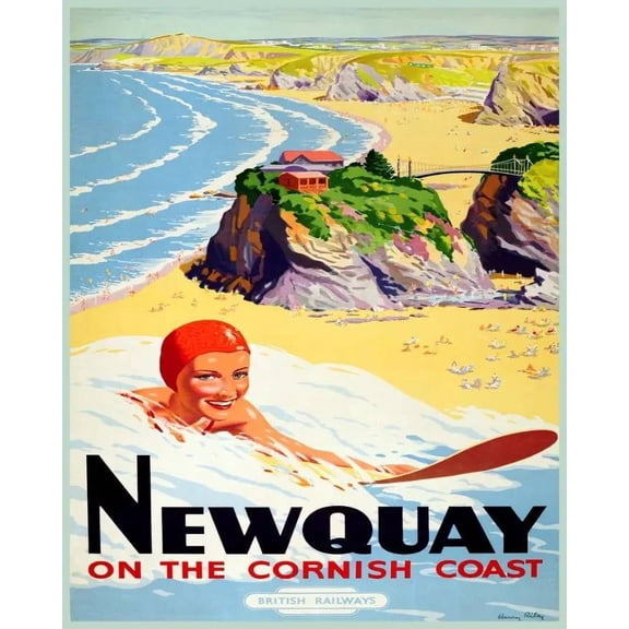 Decoration Poster.Home room art.Interior design.Newquay Beach resort.Travel. 11 x 17 Inch Poster