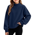 thumbnail image 3 of Mitankcoo Girls Mock Neck Ribbed Top Kids Loose Long Sleeve Pullover Sweatshirt for Fall Winter Casual Daily Outfits 4-15Y, 3 of 8