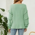 thumbnail image 4 of gakvbuo Fall Women'S Casual Sexy Fashion Long Sleeve V-Neck Ruffle Lantern Sleeve Pullover Top Shirt Blouse, 4 of 5