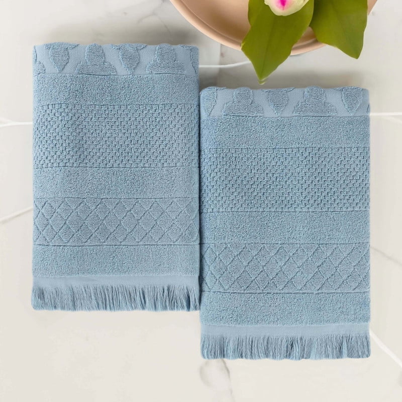 Superior Rolla Cotton Geometric Soft Bath Sheet Set of 2, Blue