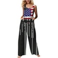 thumbnail image 3 of Feancey July 4th Overalls Womens Linen Wide Leg Jumpsuits American Flag Print Sleeveless Rompers Independence Day Casual Wide Leg Jumpsuit with Pockets Multicolor XXL, 3 of 9
