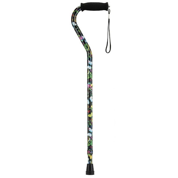 Nova Butterflies Print Aluminum Offset Handle Cane 30 to 39" Height