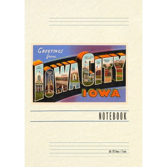 Vintage Lined Notebook Greetings from Iowa City (Paperback)