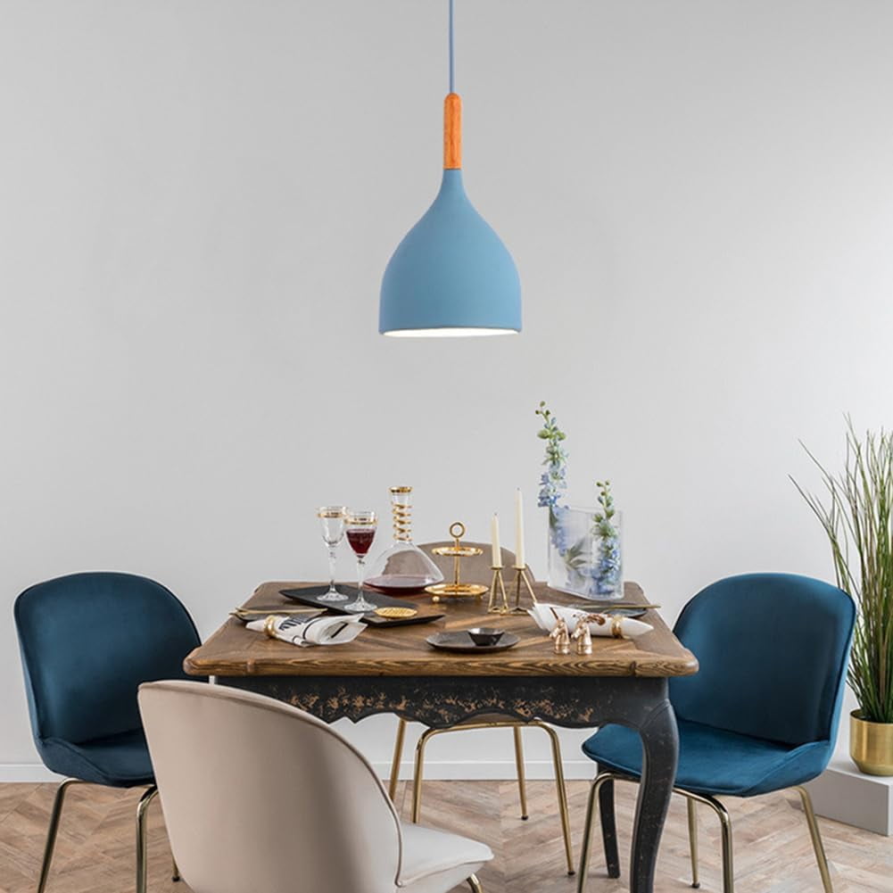Minimalism Vintage Pendant Lighting for Kitchen Island, Simple Colorful Metal Pendant Light for Dining Room, Rustic Pendant Lamp, Retro Farmhouse Pendant Light Fixture for Kitchen Sink
