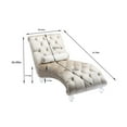 thumbnail image 4 of Modern Velvet Upholstered Chaise Lounge Chair with Ergonomic S-Shape Design, Button Tufted Accent & Acrylic Legs, Lumbar Support Sleeper Sofa for Living Room, Bedroom, Home Office - Beige, 4 of 9