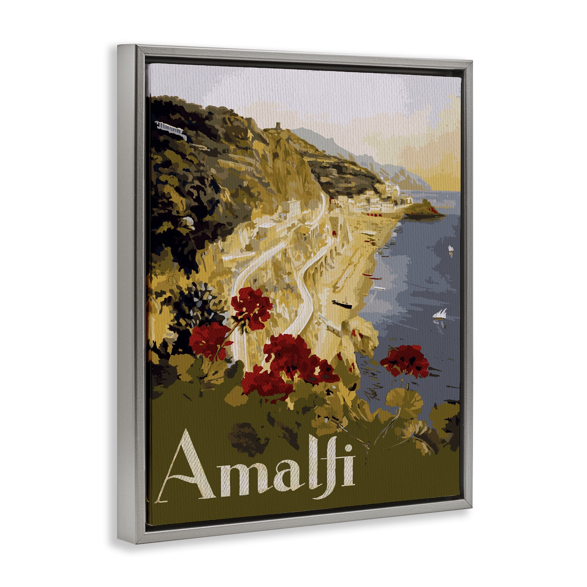 Stupell Industries Picturesque Amalfi Coast Gray Framed Floater Canvas Wall Art, design by Lil' Rue