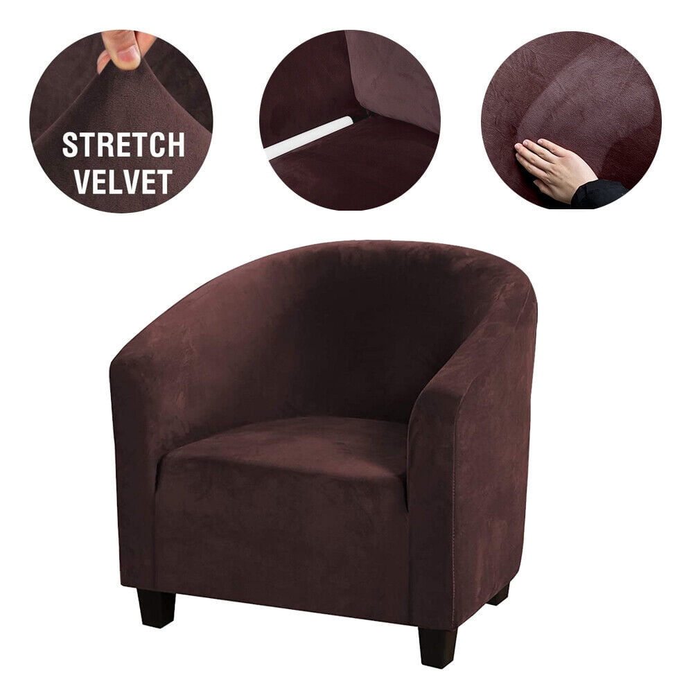 TOPCHANCES Tub Chair Covers for Armchairs, Tub Sofa Slipcover, Polyester Club Chair Slipcover, Stretch Armchair Slipcover for Dining Living Room Office Reception, Brown, 2 Pack