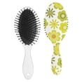 thumbnail image 2 of Autumn Leaves Hair Brush, Vintage Floral Detangling Paddle Brush with Wildflower and Butterfly Illustration, Soft Bristle Comfortable Grip Brush, 2 of 4