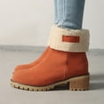 thumbnail image 6 of Mepaouo Winter Boots for Women Slip on Suede Snow Ankle Booties Side Zipper Mid Chunky Heel Outdoor Shoes Orange 9, 6 of 9
