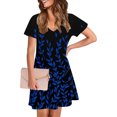 thumbnail image 7 of Nmnitkp Summer Dresses for Women 2026,The Latest Style Womens Dresses,Boho Floral Smocked Square Neck Short Sleeve Ruffle Beach Summer Mini Dress, 7 of 7
