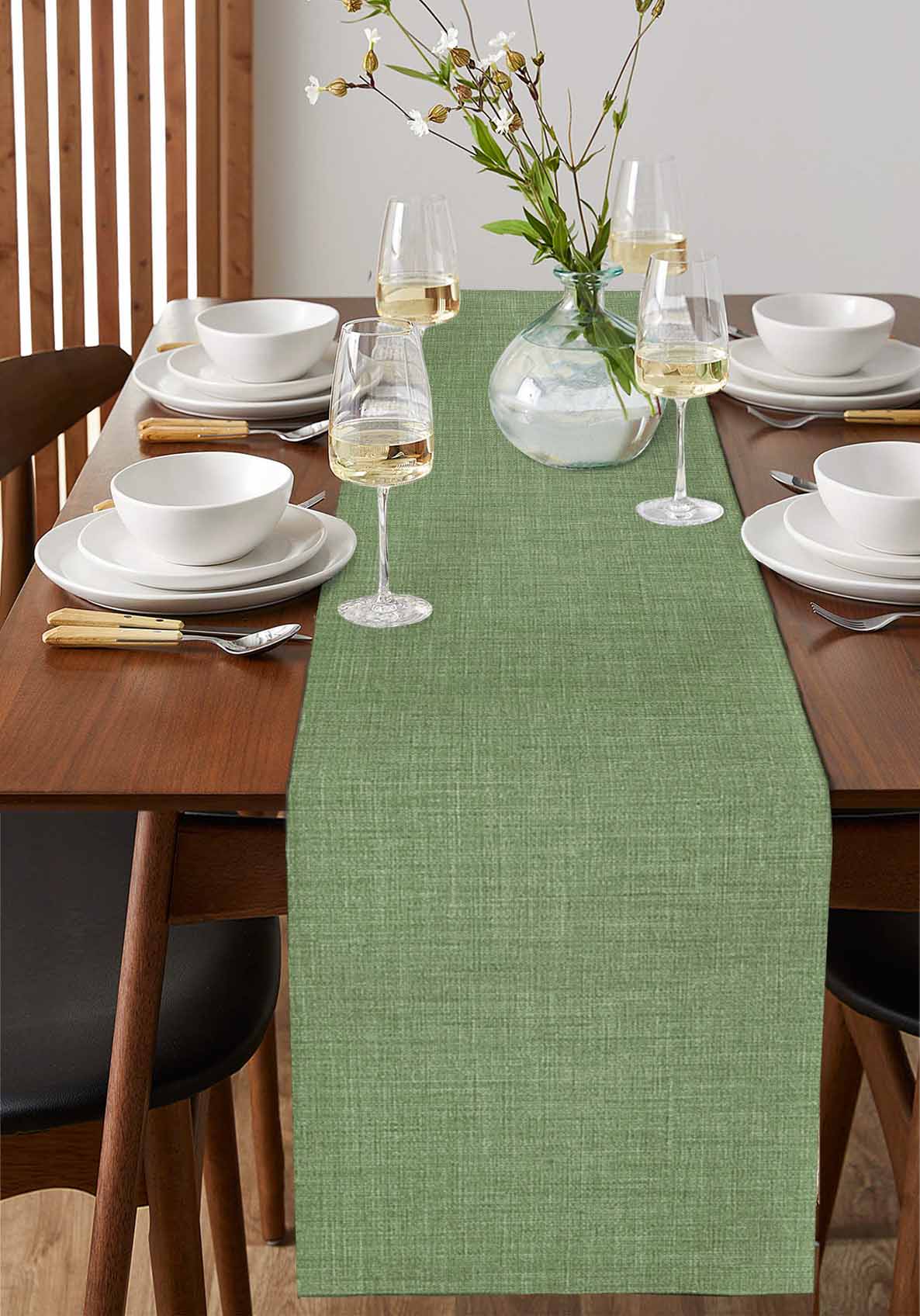 Table Runners 90 Inches Long Dress Scarves, Vintage Forest Green Farmhouse Coffee/Dining/Kitchen Table Runner for Living Room, Farmhouse Retro Solid Color Linen Texture 13x90 Inch