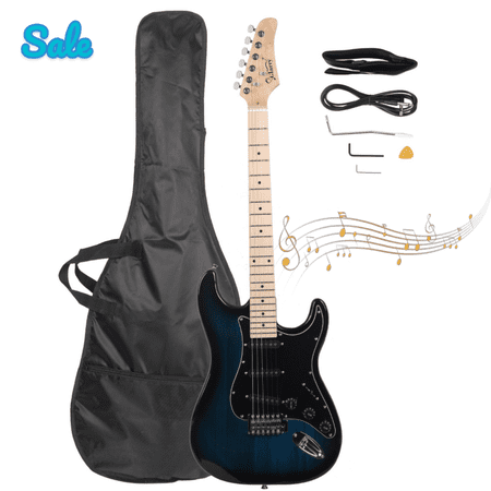 GZXS 39in Beginner Electric Guitar Starter Kit with Bag, Strap, Plectrum, Spanner Tool, Tremolo Bar and Connecting Wire, Dark Blue