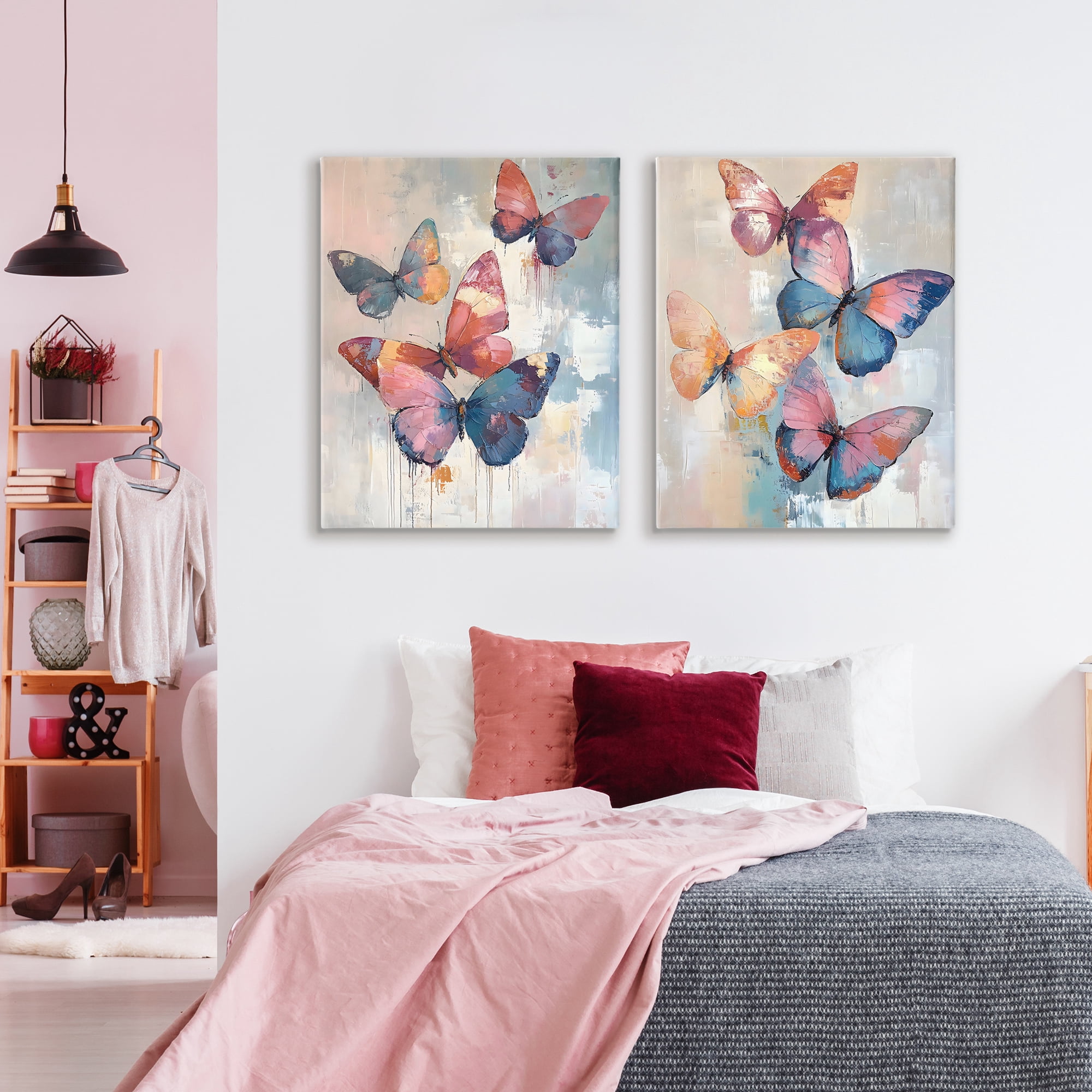 Stupell Industries Butterfly Beauties in Flight 2 Piece Canvas Wall Art Set, design by Creative Studio