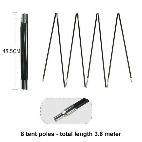 10.5-12.8ft Fiberglass Tent Pole Replacement Tent Repair for Hiking Camping Tent