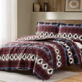 thumbnail image 1 of Ensemble de Courtepointe Réversible Brun Rouge et Bleu pour Chalet/cabane avec Pin et Ours, 1 of 1