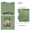 thumbnail image 3 of Blusa de manga corta para mujer, camiseta gráfica con estampado de letras y cuello redondo informal holgada a la moda para citas, verde oliva L, 3 of 4