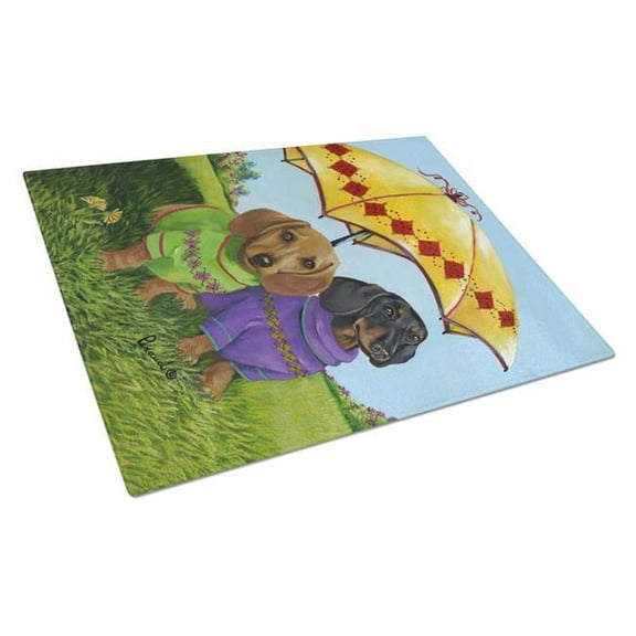 Dachshund Hot Doggies Glass Cutting Board - Large