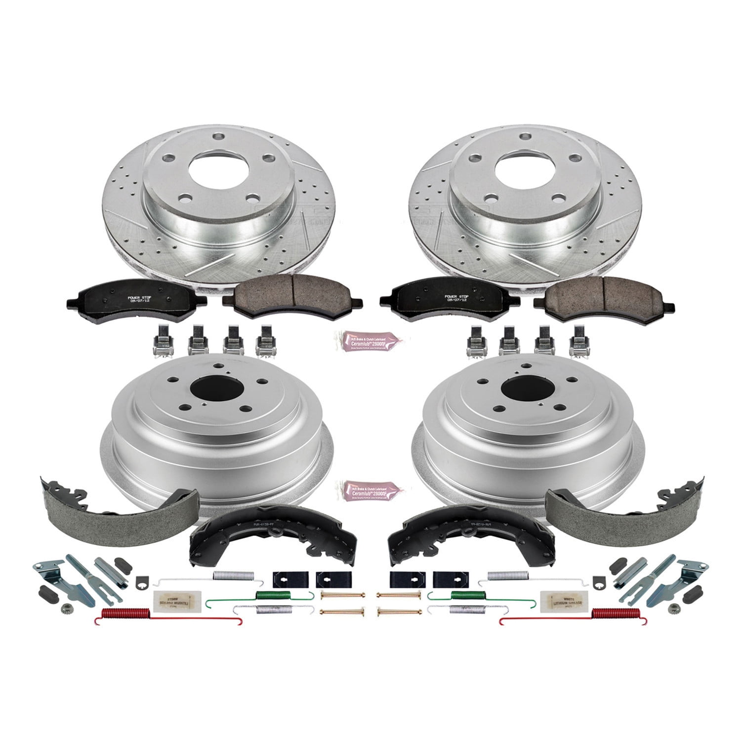 PowerStop Front and Rear Z23 Evolution Sport Brake Pad Rotor Drum and Shoe Kit Fits: DODGE MITSUBISHI Select Models K15254DK