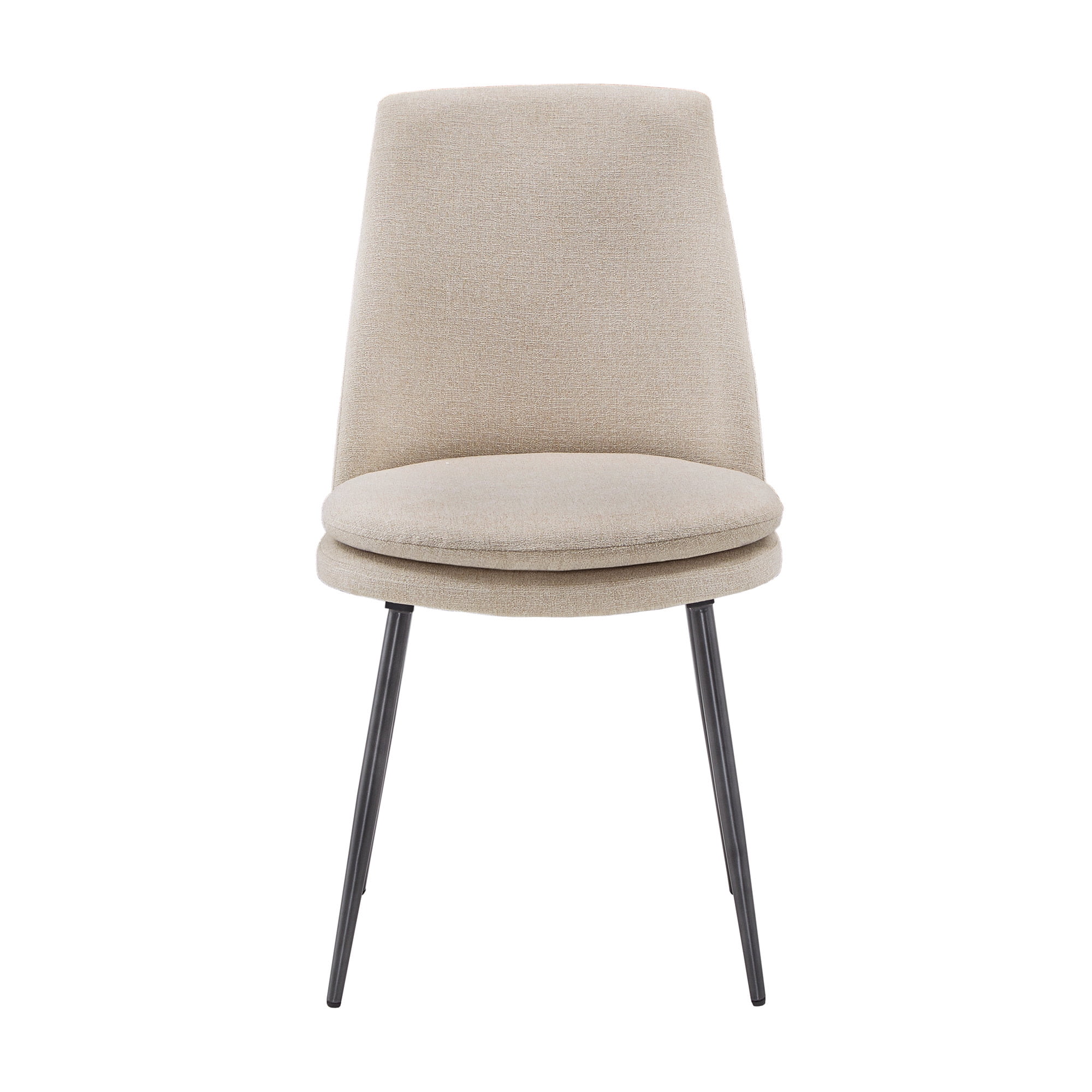 Weston Home Aurthur Upholstered Dining Chairs, Set of 2, Beige Chenille Fabric, Black Legs