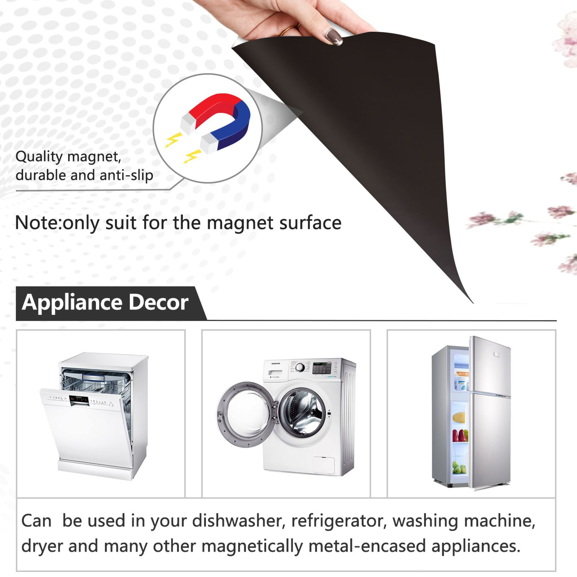 Dishwasher Magnetic Sticker 23x26 Inch Refrigerator Magnetic Sticker Washing Machine Magnetic Sticker Kitchen Panel Magnetic Sticker Home Decor Watercolor Red Flower