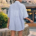 thumbnail image 4 of adaychics Matching Shirt and Shorts Set Women Two Piece Striped Summer Collared Top Matching Shorts Sets Casual Outfits Daily Wear, 4 of 7