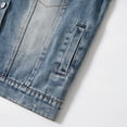 thumbnail image 4 of PatPat Light Blue Lapel Button Down Long-sleeve Distressed Denim Jacket for Women/Girls,One Piece, 4 of 7