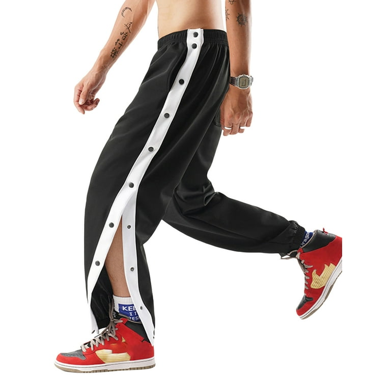 Men's Sweatpants Tear Away Basketball Pants High Snap Button Loose Pants Jogger Workout Trousers with Pockets - Walmart.com