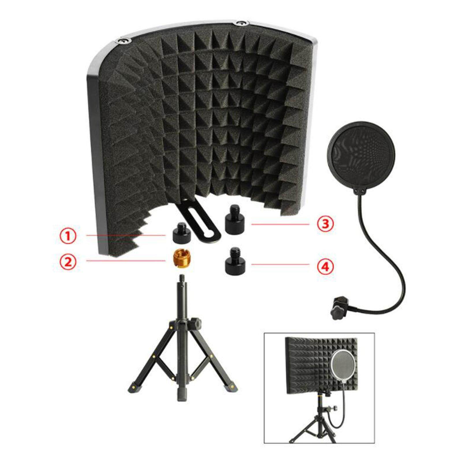 Shield　Filter　Microphone　Soundproof　Shield　Recording　Shield　Studio　Foam　w/Tripod　Filter　Shield　Vocal　Panel　Soundproof　Foam　Vocal　Isolation　Panel