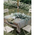 thumbnail image 3 of Square Outdoor Tablecloth with Umbrella Hole Spring Eucalyptus Outside Table Cloth Waterproof Patio Table Cover Pastoral Botanical Leaf Retro Rustic Zipper Tablecloths for Picnic Camping 60x60 Inch, 3 of 8