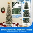 thumbnail image 4 of Dextrus 7.5 ft Prelit Pencil Christmas Tree with 68 Pine Cones, Flocked  Artificial Hinged Xmas Christmas Tree with 1075 Tips & 350 Lights, Remote Control,11 Light Modes, Green, 4 of 10