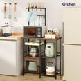 thumbnail image 2 of Bakers Rack with Storage - Coffee Bar Cabinet Organizer with 8 Hooks, Shelves & Cabinet Door, Coffee Station for Kitchen Dining Room, Microwave Stand with Adjustable Feet, Espresso, 2 of 7