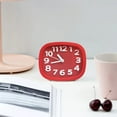 thumbnail image 3 of Holloyiver Small Battery Operated Alarm Clock, 4.5 inches Bedside Analog Non-Ticking Silent Small Desk Clock with Arabic Numerals, Table Clock for Living Room, Bedroom (Red), 3 of 4