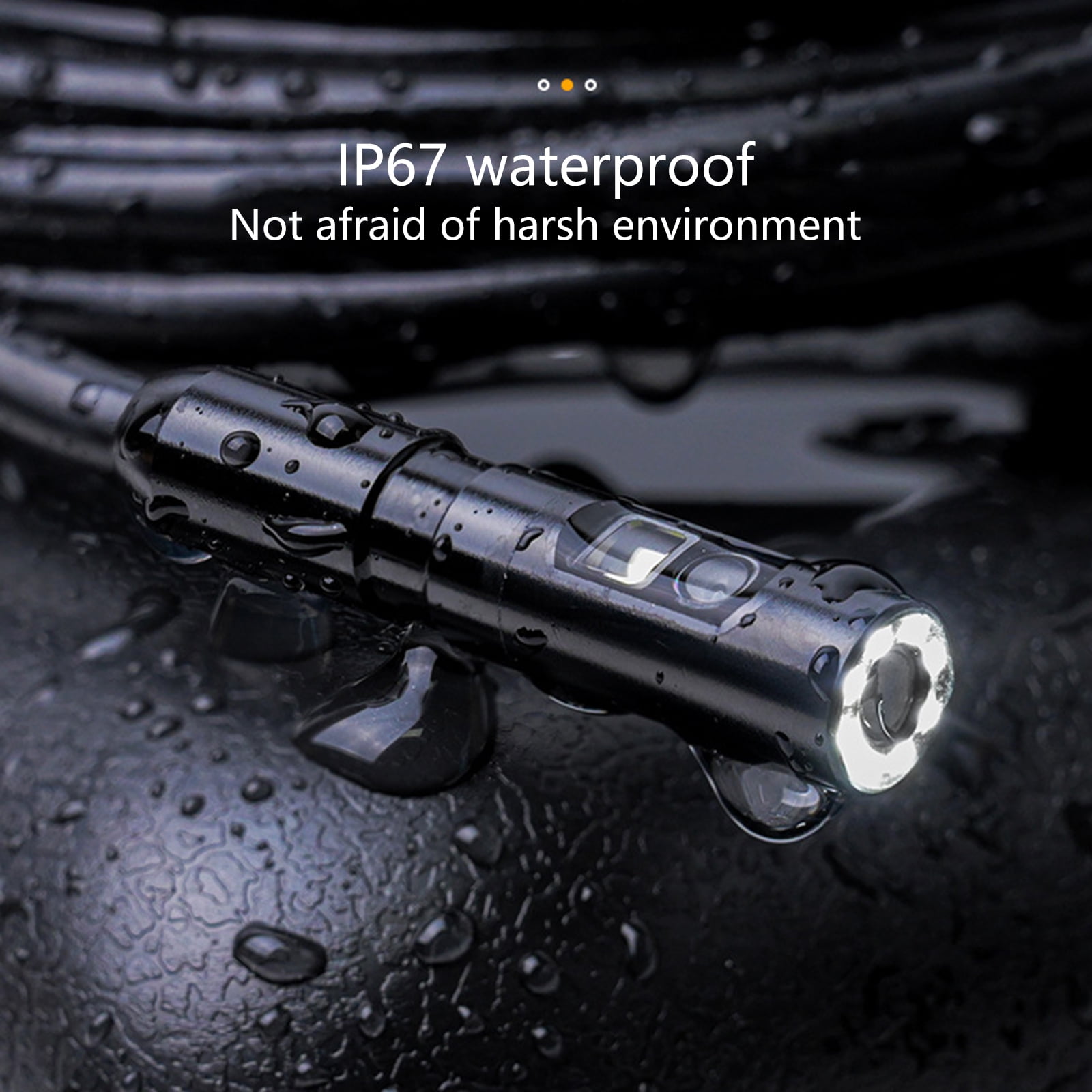 Waterproof Industrial Endoscope Type-C Rechargeable Double Lens Borescope Inspection Camera with 4.3in Screen 8 LEDs