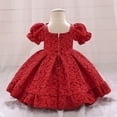 thumbnail image 4 of Bearichfupo Infant Girls Style Girl's Dress Baby Bow Puff Sleeve Princess Dress Short Sleeve Princess Dress, Sizes 12-18 Months, 4 of 4