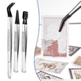 thumbnail image 2 of 6In Black Rubber Coated Tweezers, Precision with Soft Tips for Jewelry Electronics Crafting Non Slip, 3Pcs, 2 of 8
