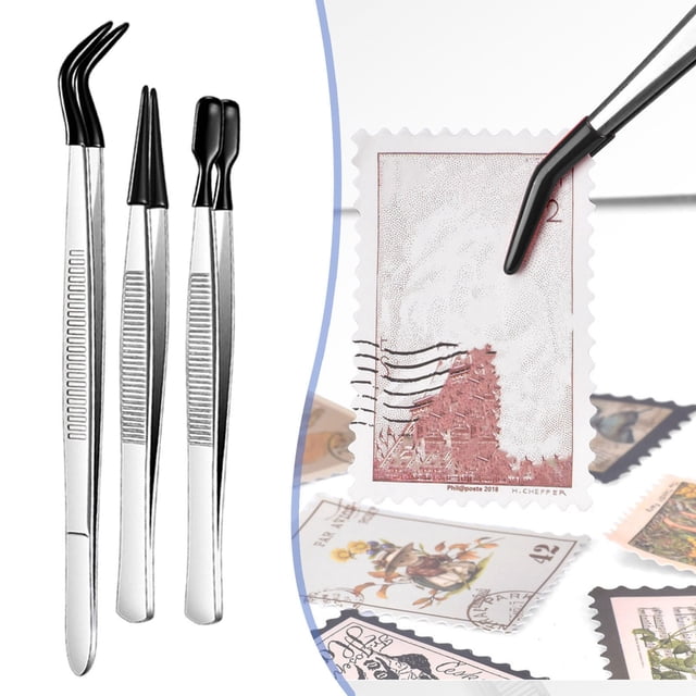 3Pc Tweezers Multi-Purpose Plastic-Coated Tweezer Metal For Kitchen Bbq (G)